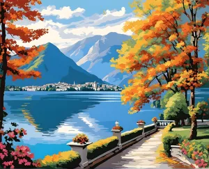 Amazing Places OD (408) - Lake Lugano, Switzerland - Van-Go Paint-by-Number Kit 40x50cm with Frame