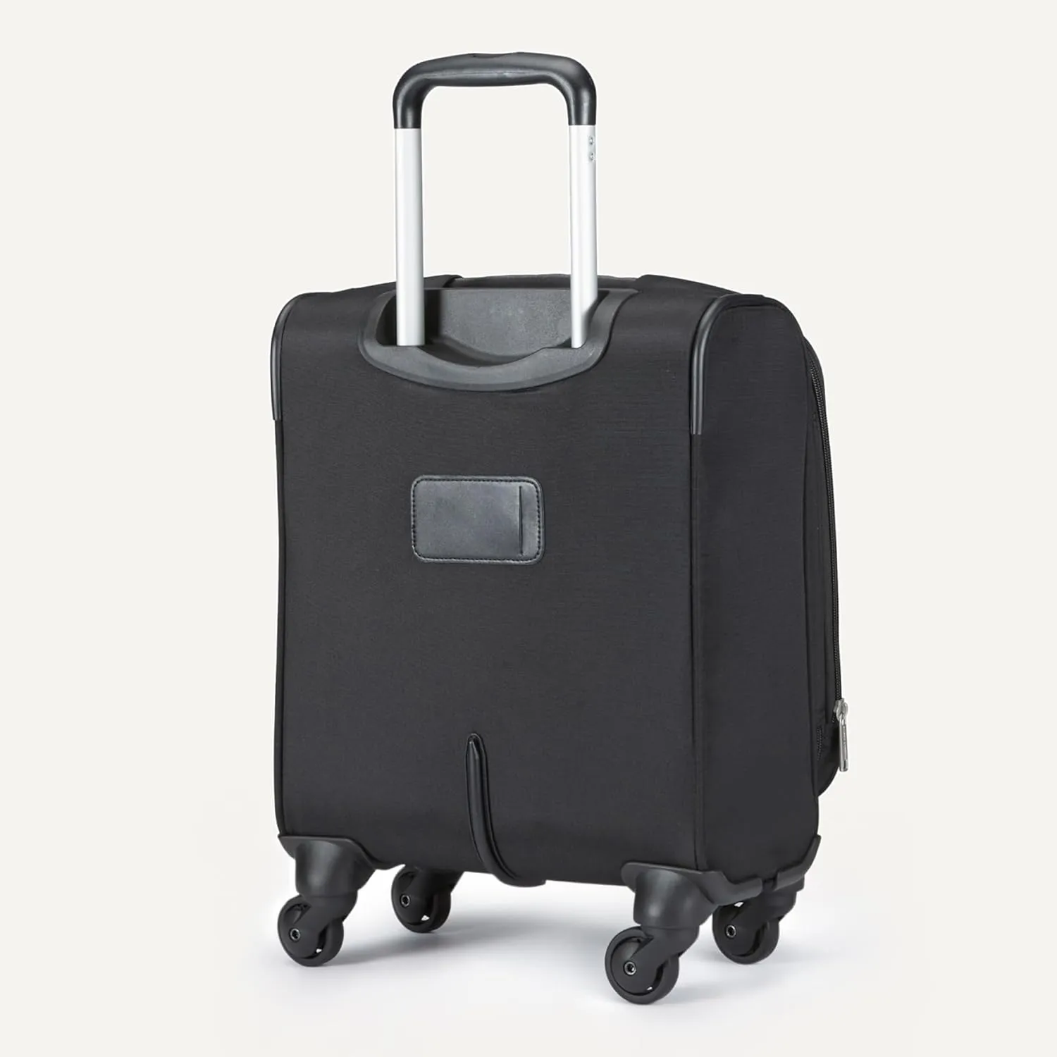 Amazon Basics Luggage, 18" Small Carry-On Softside Suitcase With Wheels, With Four 360-Degree Multi-directional Spinner Wheels, Expandable Space, Zippered Pocket and Straps, Telescopic Handle, Black
