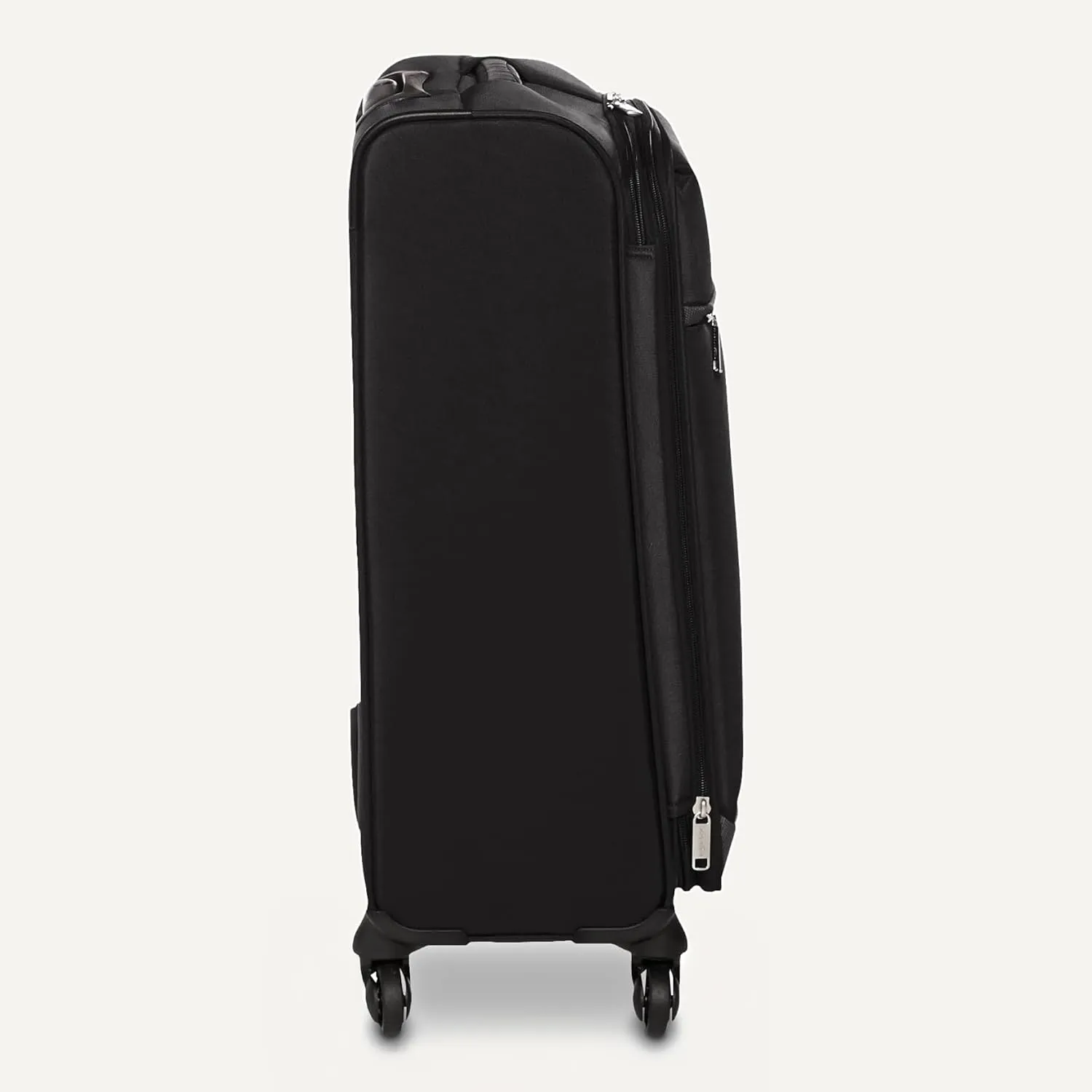 Amazon Basics Luggage, 25" Medium Checked Softside Suitcase With Wheels, With Four 360-Degree Multi-directional Spinner Wheels, Expandable Space, Zippered Pocket and Straps, Telescopic Handle, Black