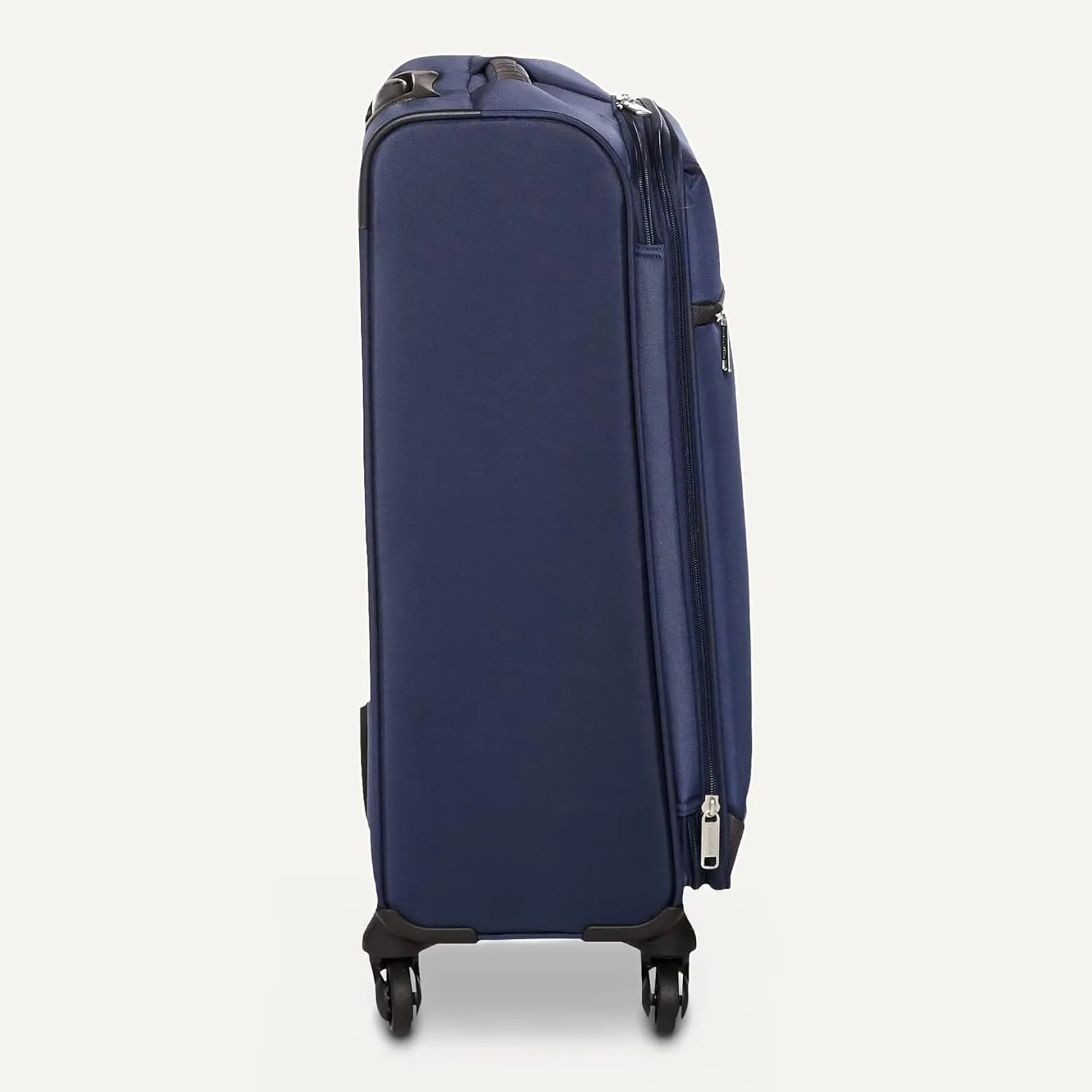 Amazon Basics Luggage, 30" Large Checked Softside Suitcase With Wheels With Four 360-Degree Multi-directional Spinner Wheels Expandable Space Zippered Pocket and Straps, Telescopic Handle, Navy Blue