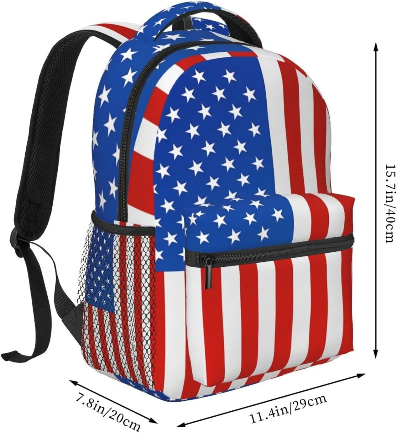 American Flag Independence Day Backpack,Laptop Bookbags Shoulder Bag Travel Hiking Camping Daypack for Men Women