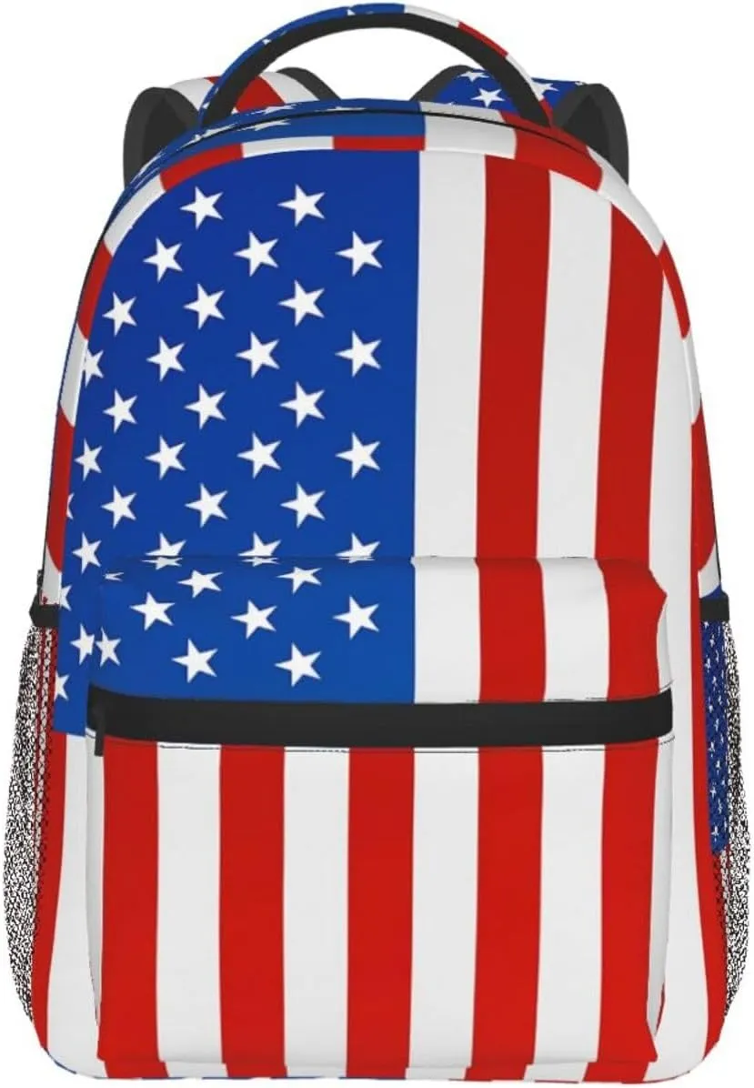 American Flag Independence Day Backpack,Laptop Bookbags Shoulder Bag Travel Hiking Camping Daypack for Men Women