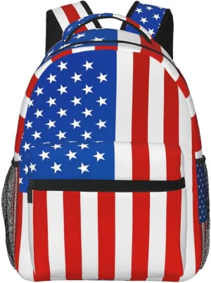 American Flag Independence Day Backpack,Laptop Bookbags Shoulder Bag Travel Hiking Camping Daypack for Men Women