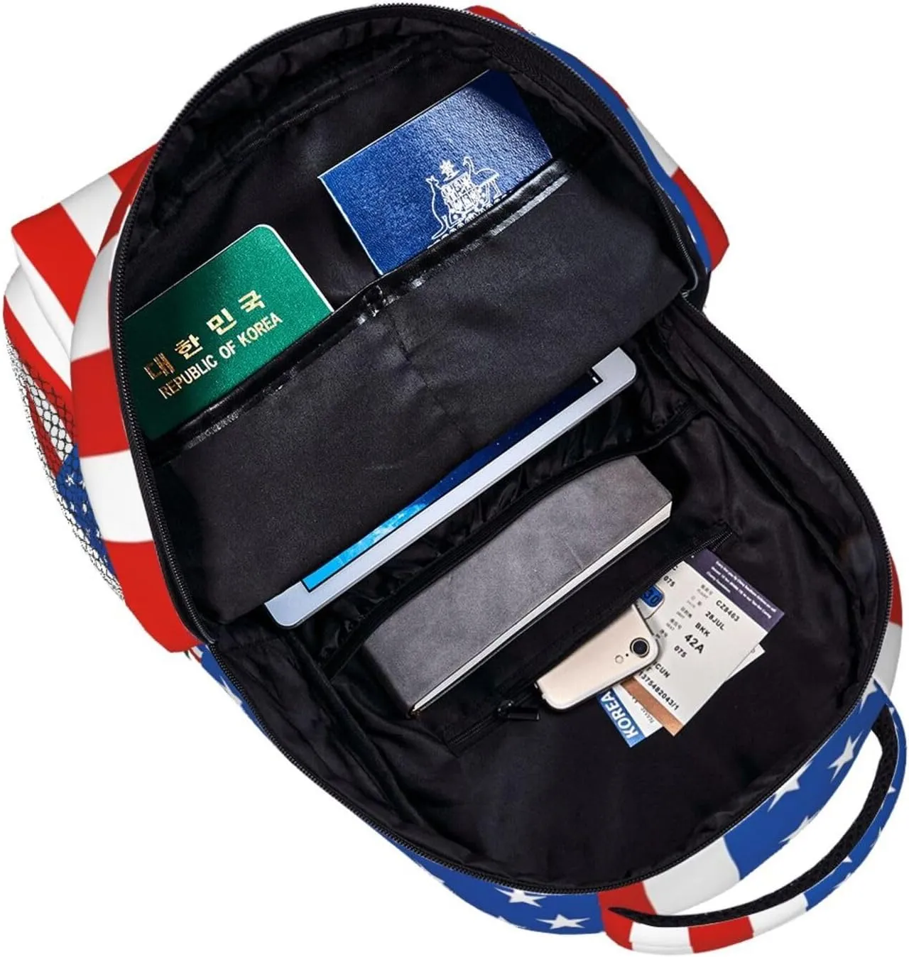 American Flag Independence Day Backpack,Laptop Bookbags Shoulder Bag Travel Hiking Camping Daypack for Men Women