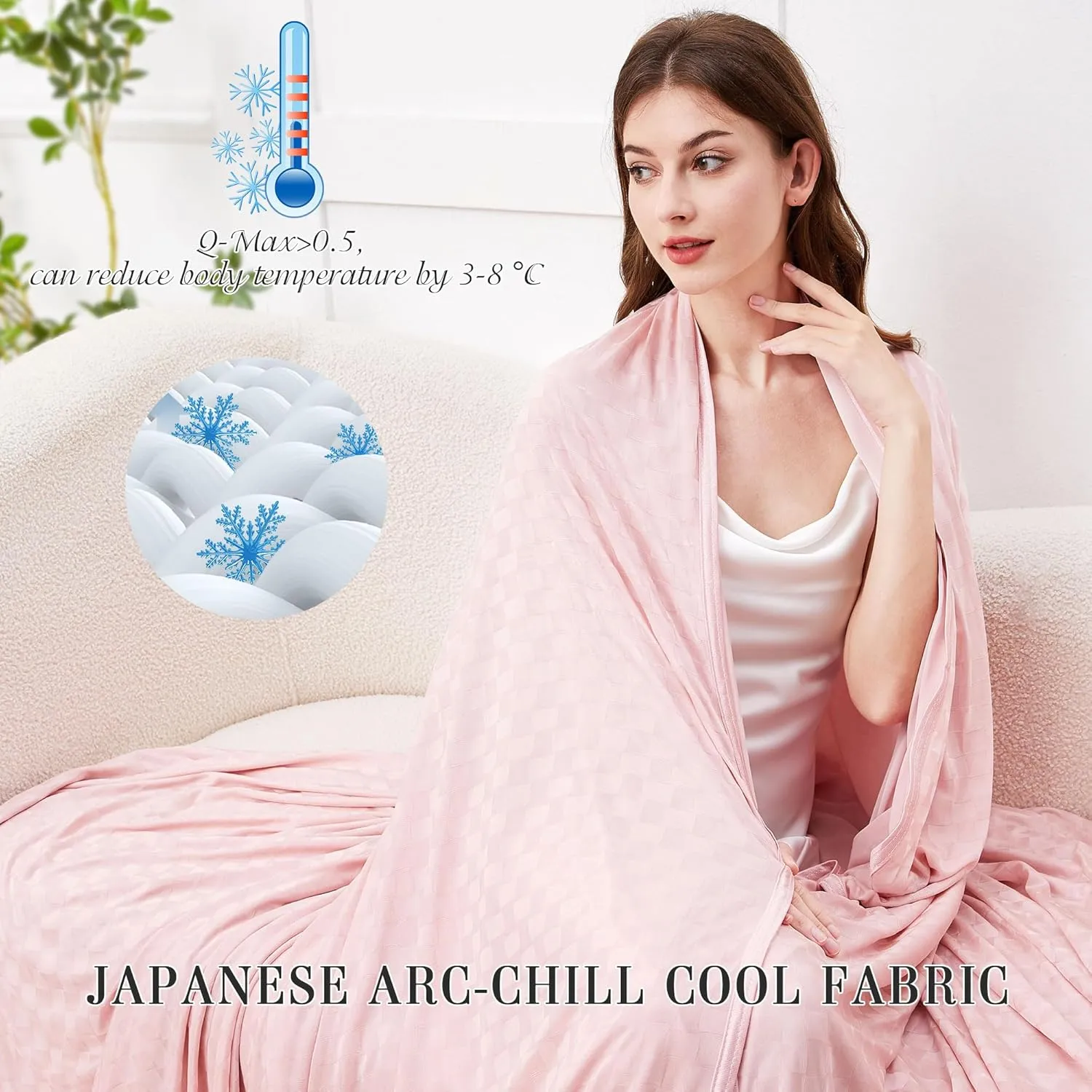 AmyHomie Cooling Blanket,90"x90"Queen Size,Summer Blankets with Double Sided Cold Effect, Arc-Chill Q-Max>0.5 Cool Fiber, Breathable Lightweight Blankets for Hot Sleepers Night Sweats
