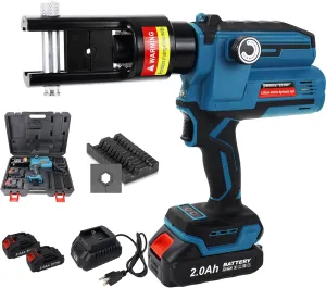 AMZCNC Electric Hydraulic Cable Lug Crimping Tool, 8 AWG to 500 MCM Terminal, Cable, Wire Electric Crimper Tool Kit, Battery Crimp Tool Kits with 12 Dies