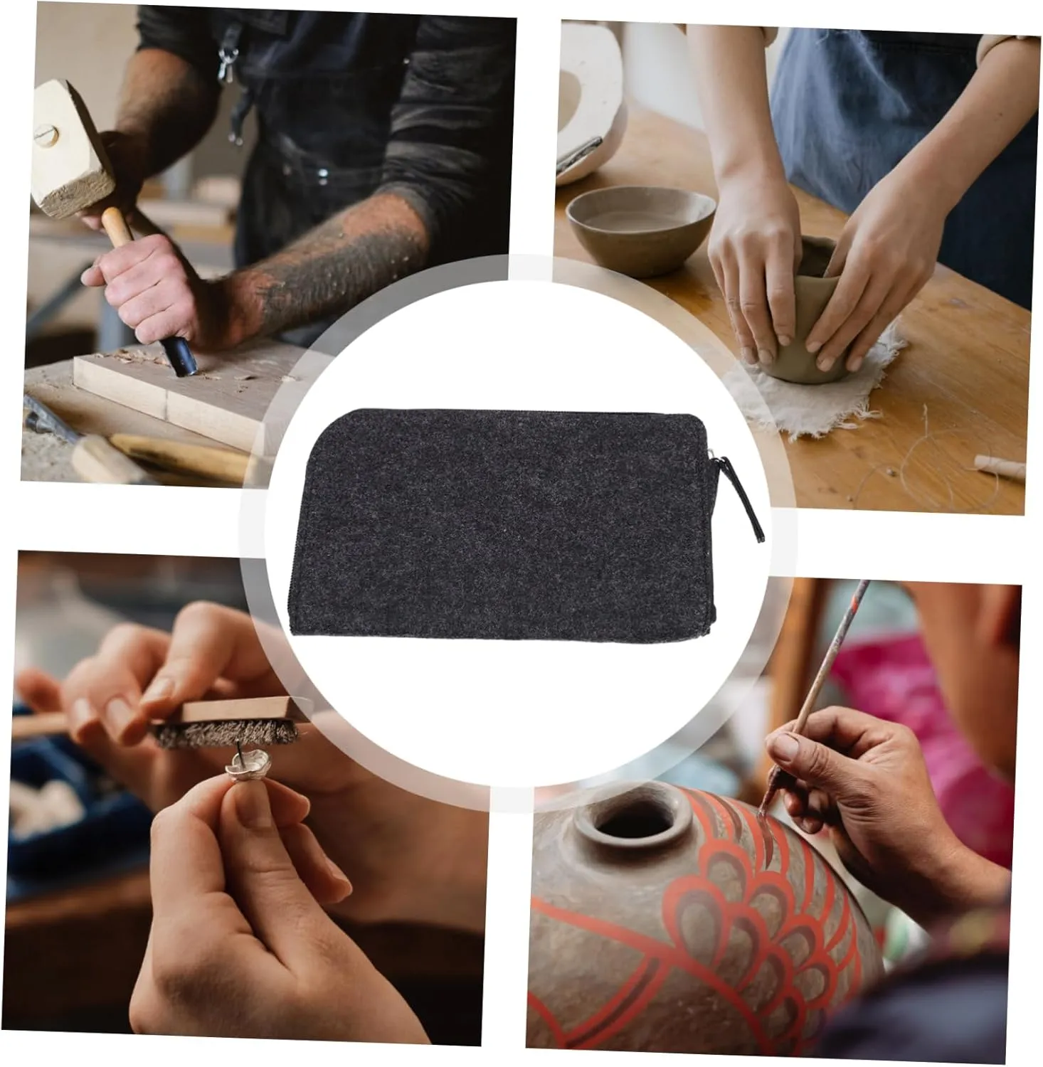 Angoily Felt Tool Storage Bag for Clay Sculpting Multi Purpose Zipper Utility Pouch for Organizing Tools Durable Material Convenient for Artists and Hobbyists