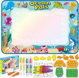 ANIMOLDS 40x32 Inch Water Doodle Mat for Kids - Ocean Pals Aqua Mat