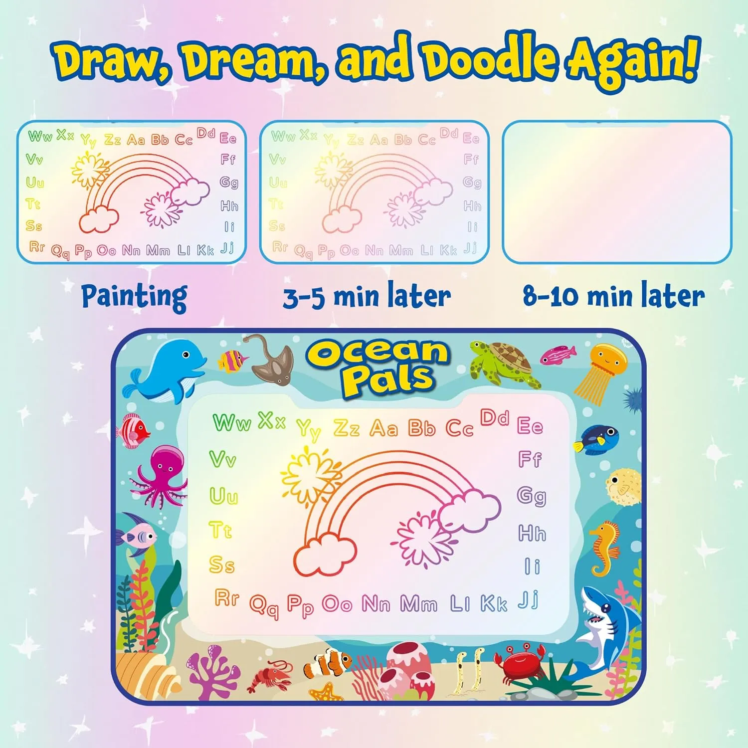 ANIMOLDS 40x32 Inch Water Doodle Mat for Kids - Ocean Pals Aqua Mat