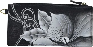 Anna by Anuschka Women's Hand Painted Genuine Leather Organizer Wallet - Midnight Floral Black
