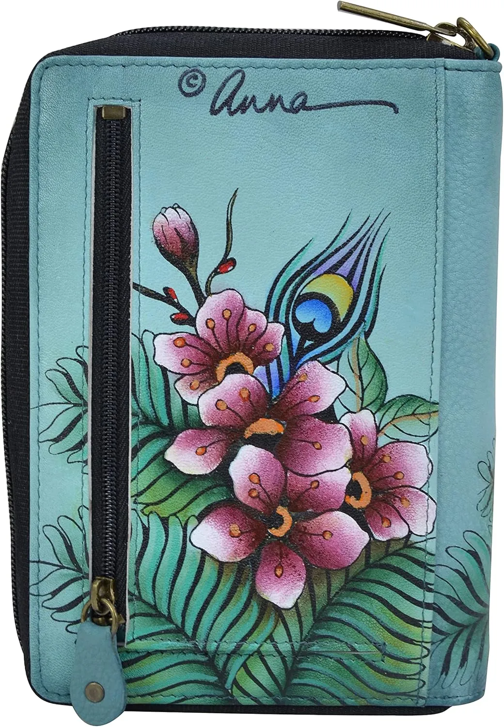 Anna by Anuschka Women's Hand-Painted Genuine Leather Passport Organizer Wristlet