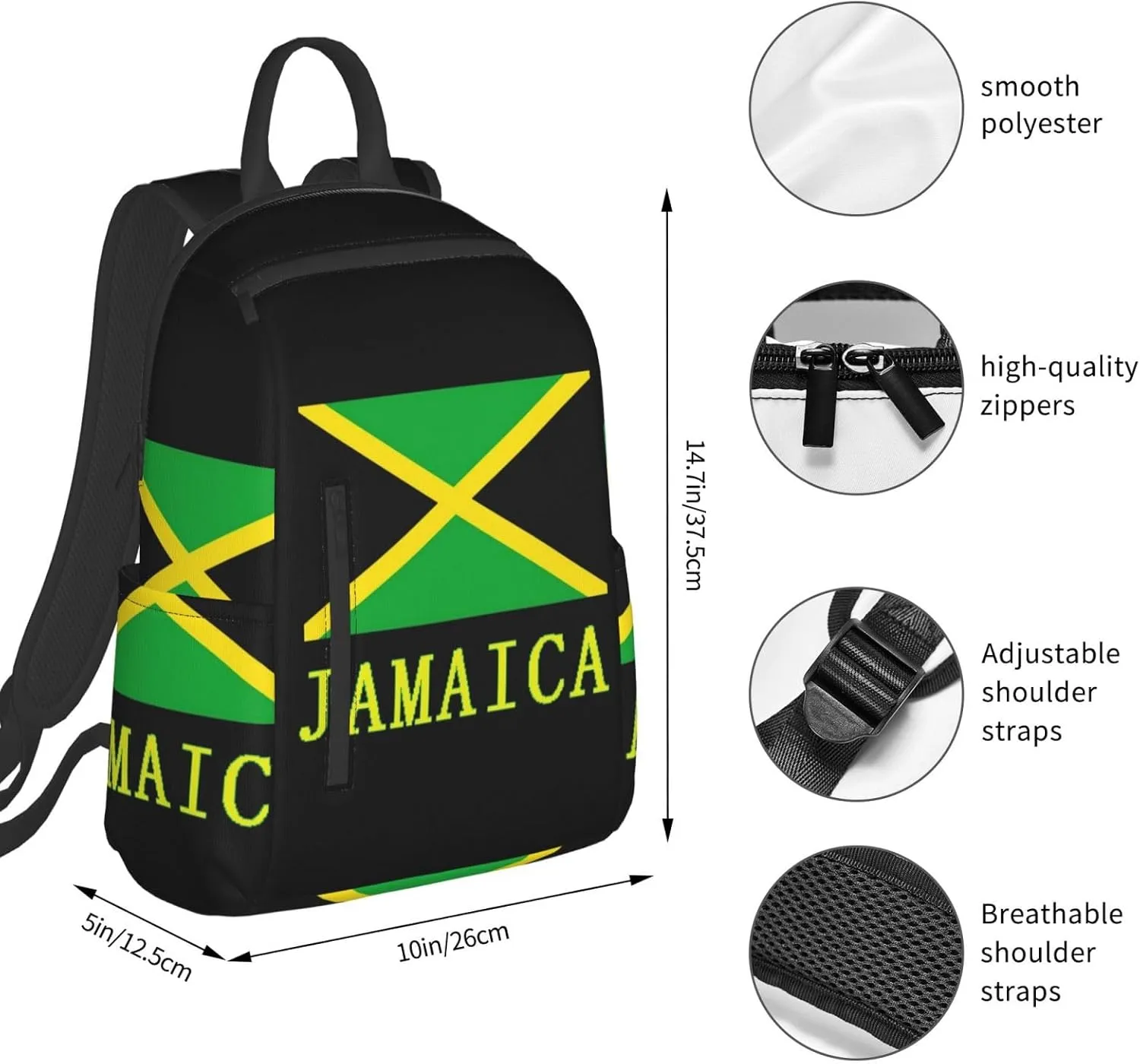 Anti theft laptop backpack travel backpacks bookbag for women & men college backpack (for Jamaican Flag)