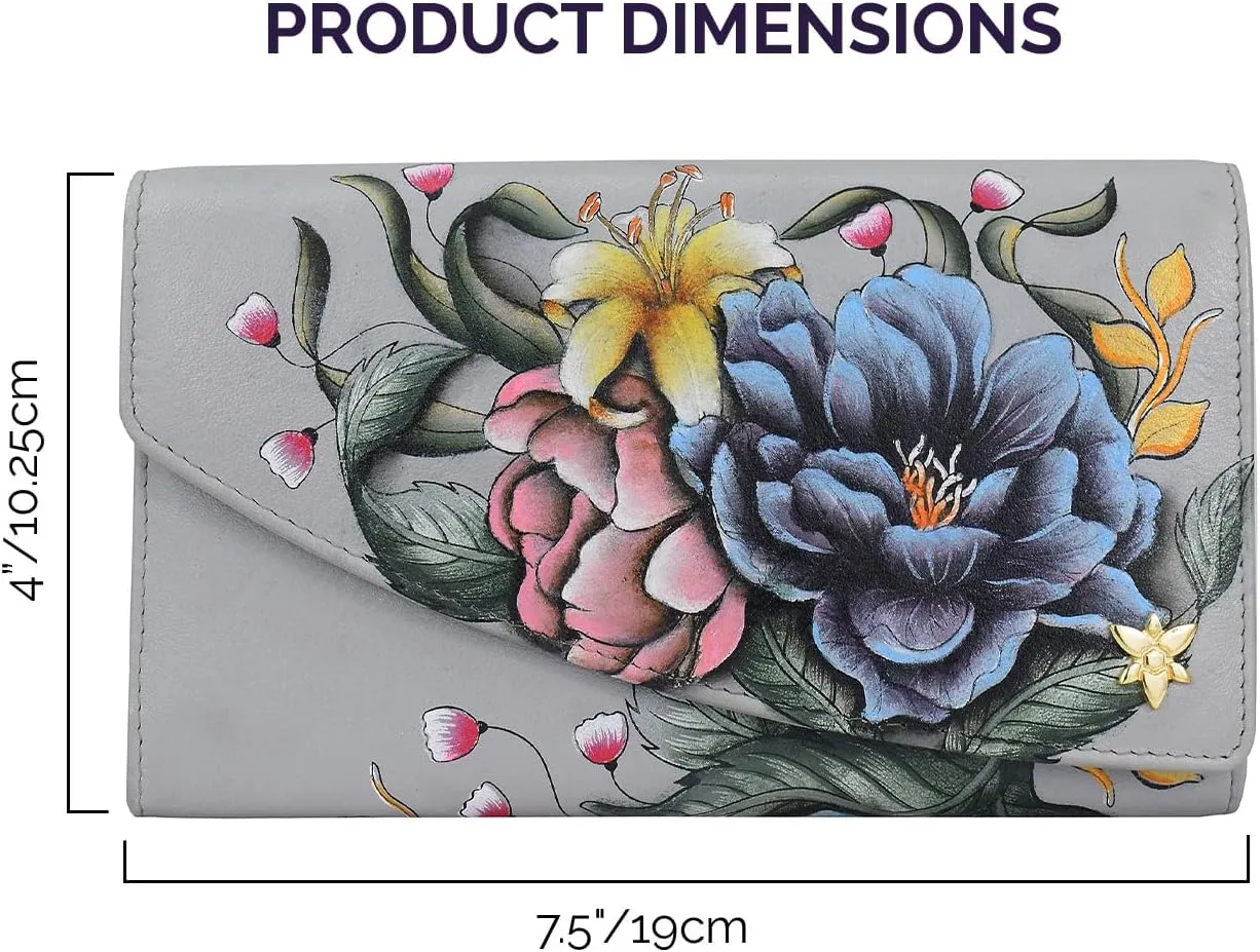 Anuschka Women’s Hand-Painted Genuine Leather RFID Blocking Accordion Flap Wallet