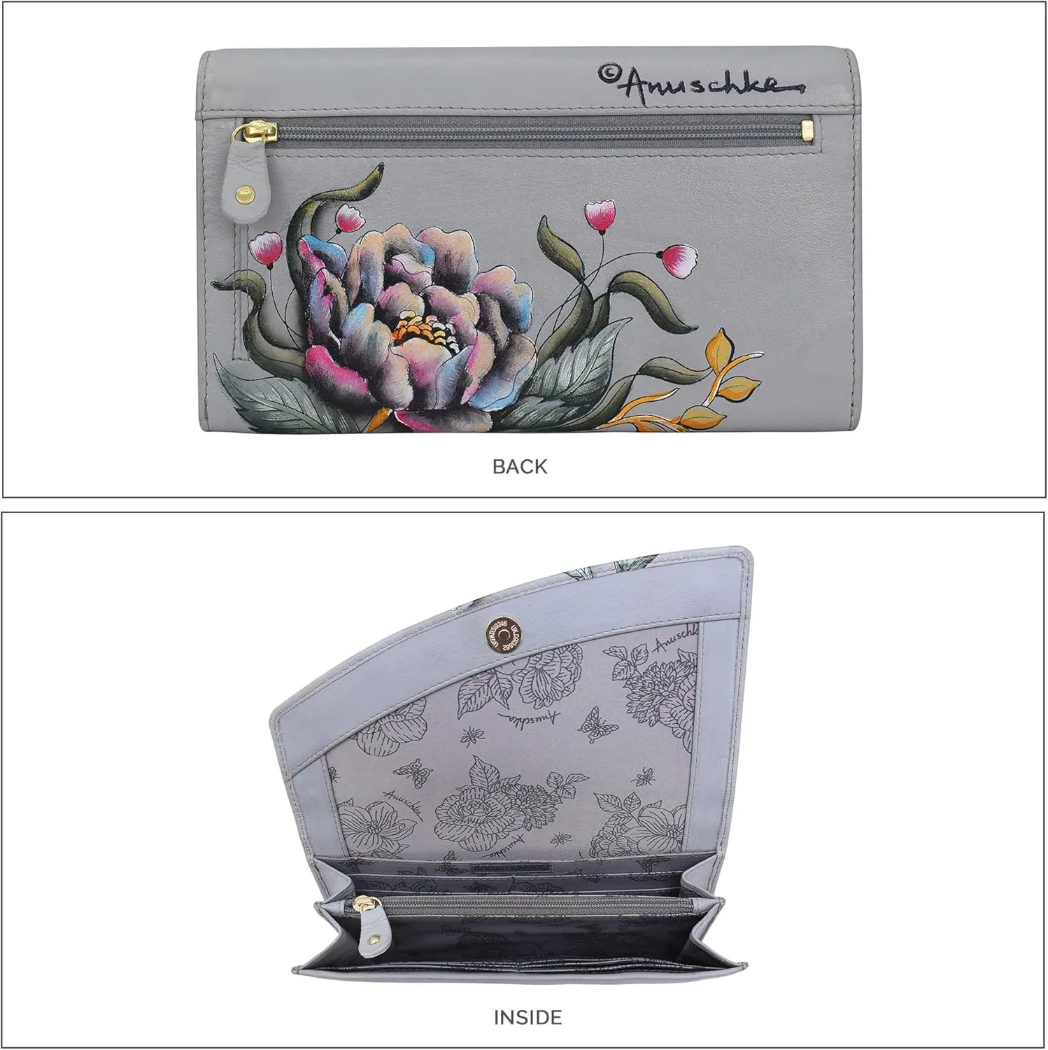 Anuschka Women’s Hand-Painted Genuine Leather RFID Blocking Accordion Flap Wallet
