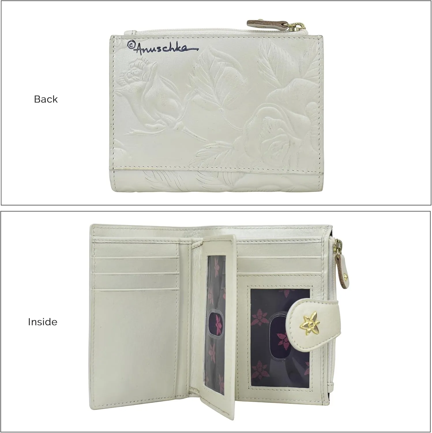 Anuschka Women's Hand-Painted Genuine Leather Two Fold Organizer Wallet