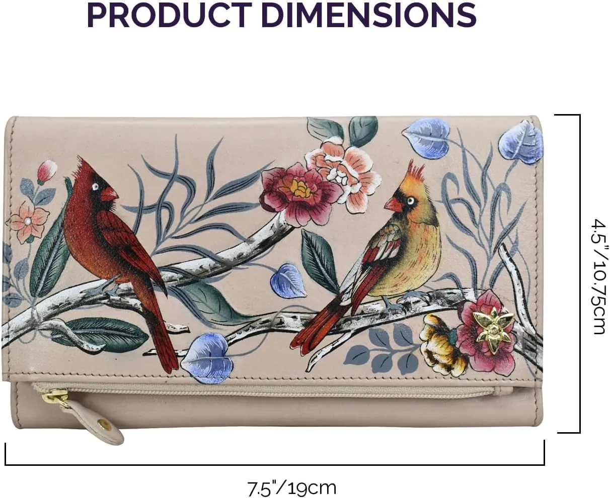 Anuschka Women's Handpainted Leather Three Fold Clutch-Flamboyant Flmingos