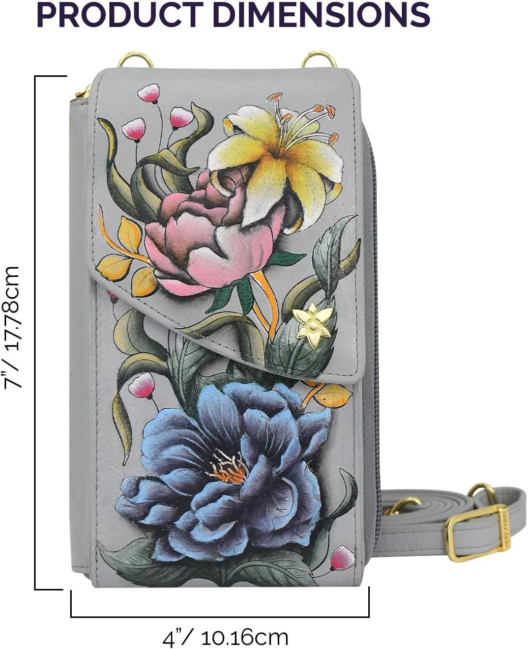 Anuschka Women's Original Hand-Painted Genuine Leather Crossbody Phone Case