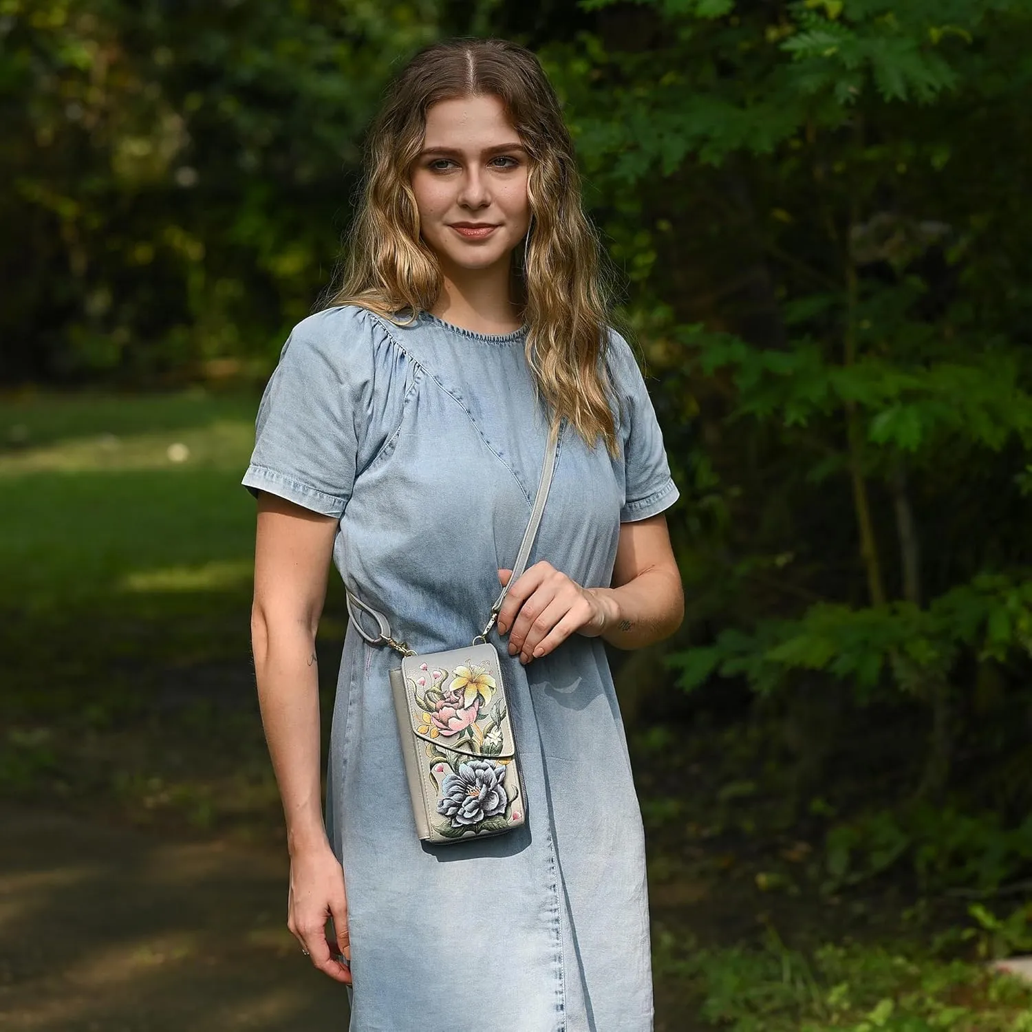 Anuschka Women's Original Hand-Painted Genuine Leather Crossbody Phone Case