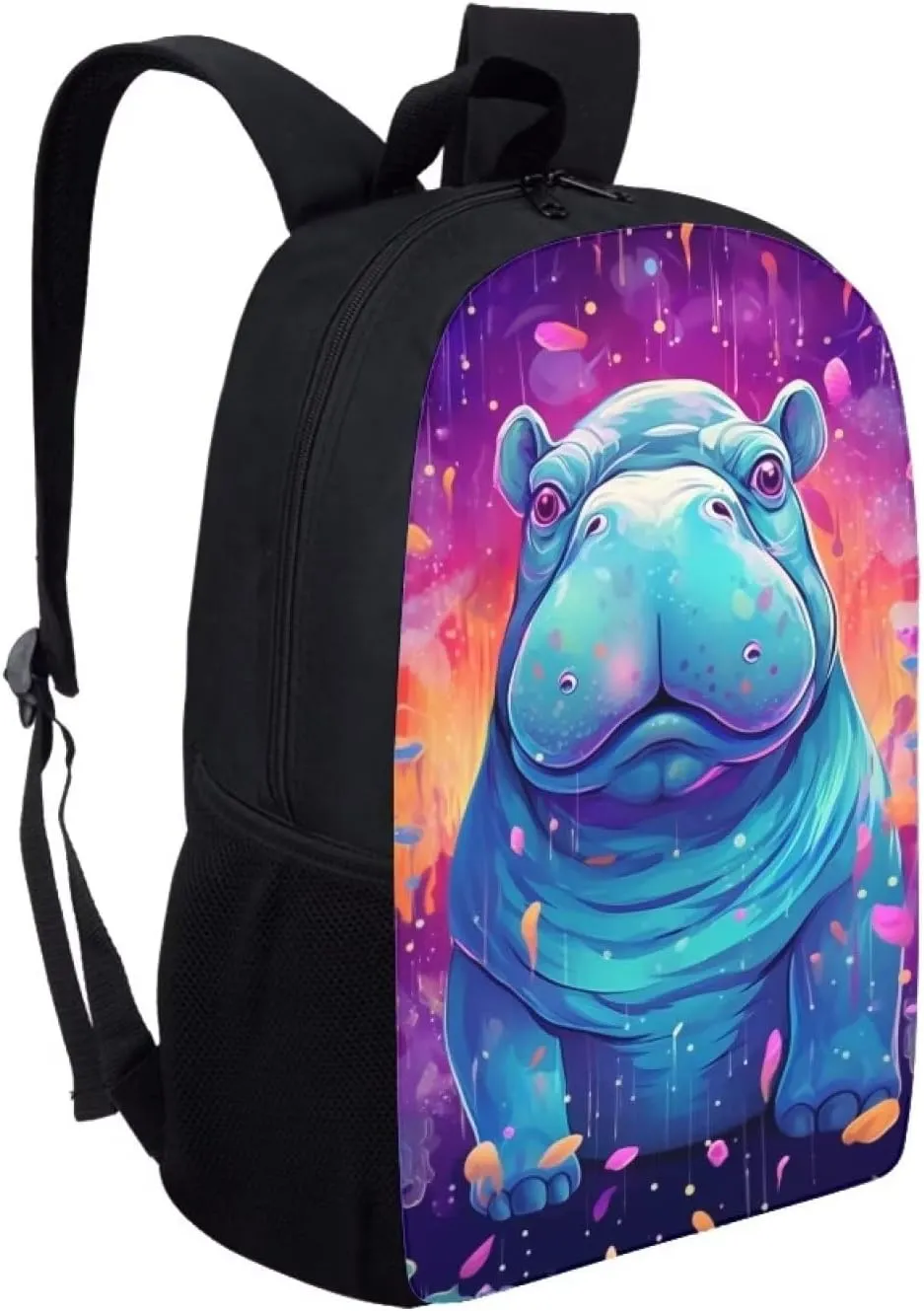 Aqua Cute Hippo Boys School Backpacks Travel Rucksack Book Bag Cute Animal School Bag For Kids Girls
