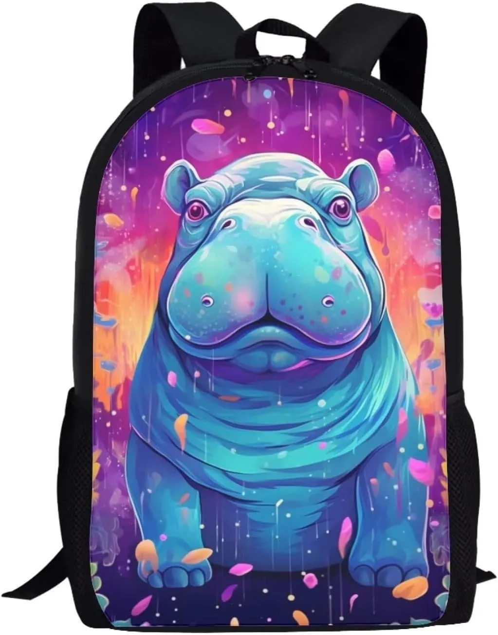 Aqua Cute Hippo Boys School Backpacks Travel Rucksack Book Bag Cute Animal School Bag For Kids Girls