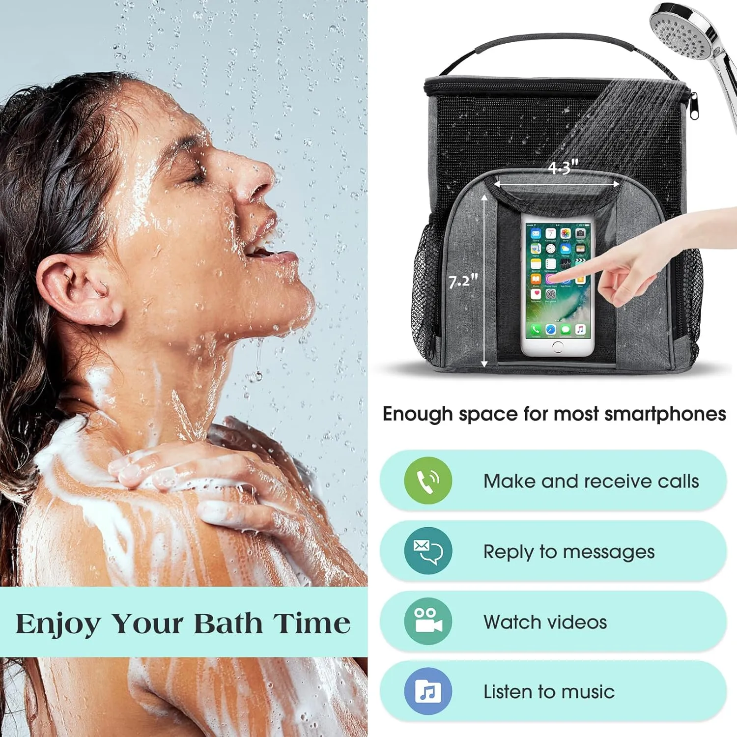 Attmu Portable Shower Caddy College Tote Bag, Quick Dry Hanging Toiletry Bag, Large Capacity Mesh Shower Caddy Portable for College Dorm Room Essentials for Boys and Girls for Bath Camping (Gray)