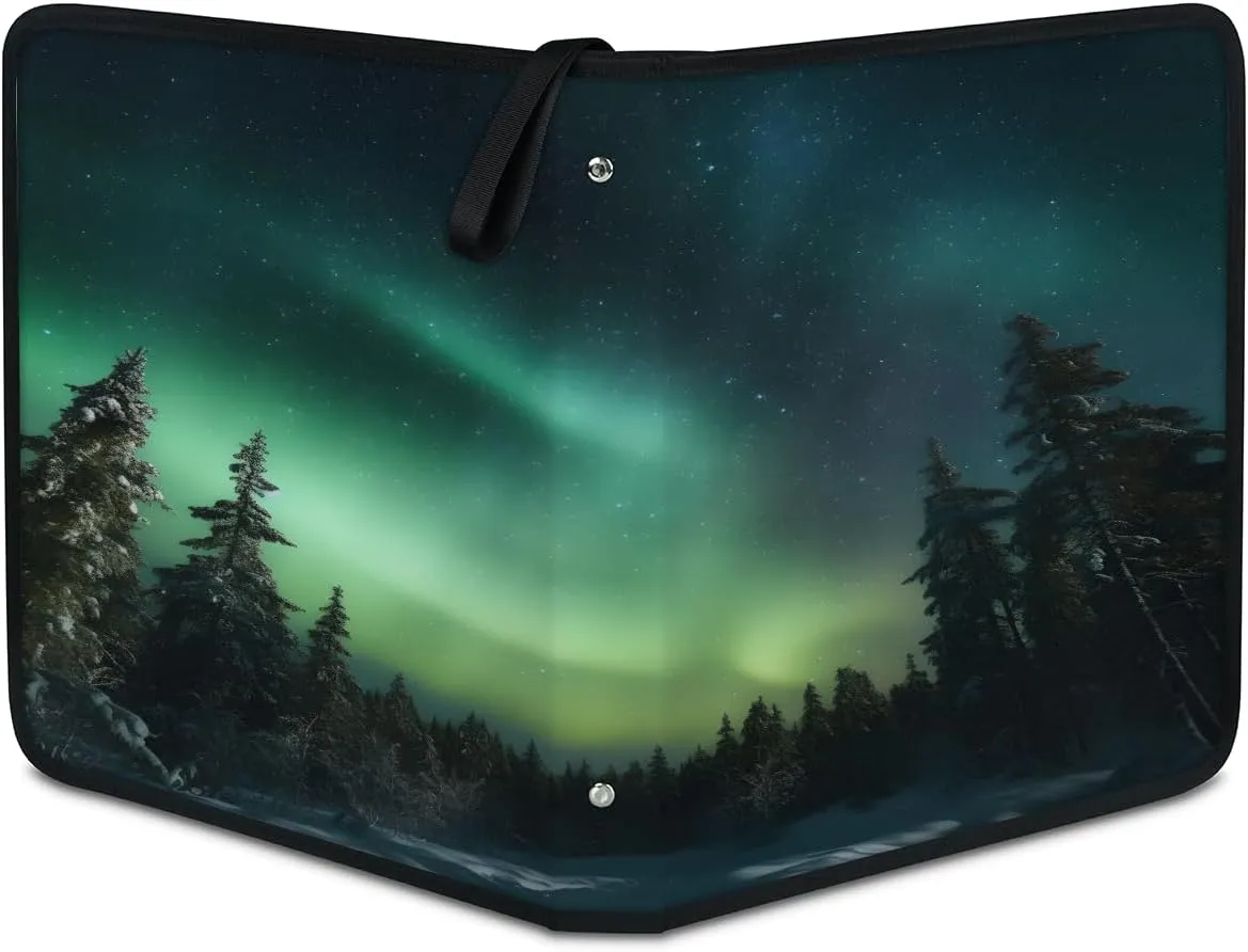 Aurora Forest 3 Ring Trading Zipper Binder Strap, Trading Card Binder 4 Pocket, 400 Pockets Card Holder with 50 Removable Sleeves for Game Cards