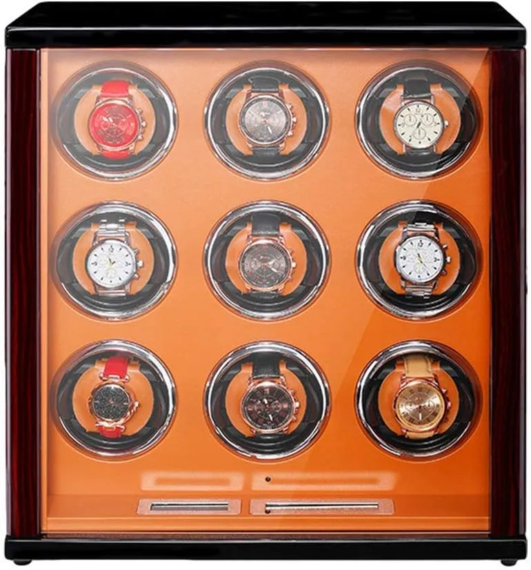 Automatic Watch Winder Solid Wood Piano Paint Exterior Touch Screen Display Silent Motor for Man Wonen Watches Flexible Watch Pillow,6 0