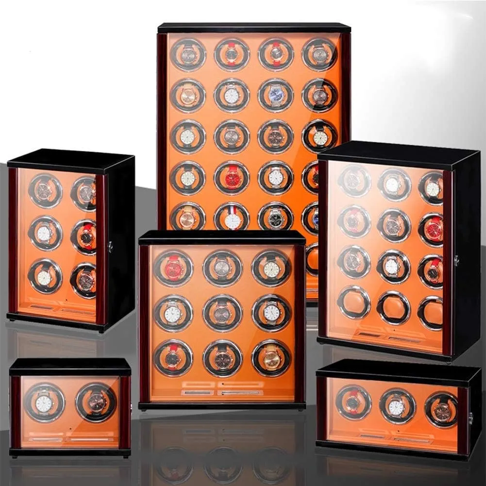 Automatic Watch Winder Solid Wood Piano Paint Exterior Touch Screen Display Silent Motor for Man Wonen Watches Flexible Watch Pillow,6 0