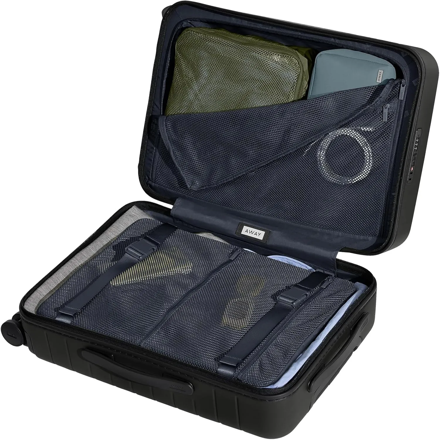 Away Bigger Carry-On Luggage, Lightweight Hardside Large Suitcase with Spinner Wheels, TSA Lock, Airline Approved, Jet Black