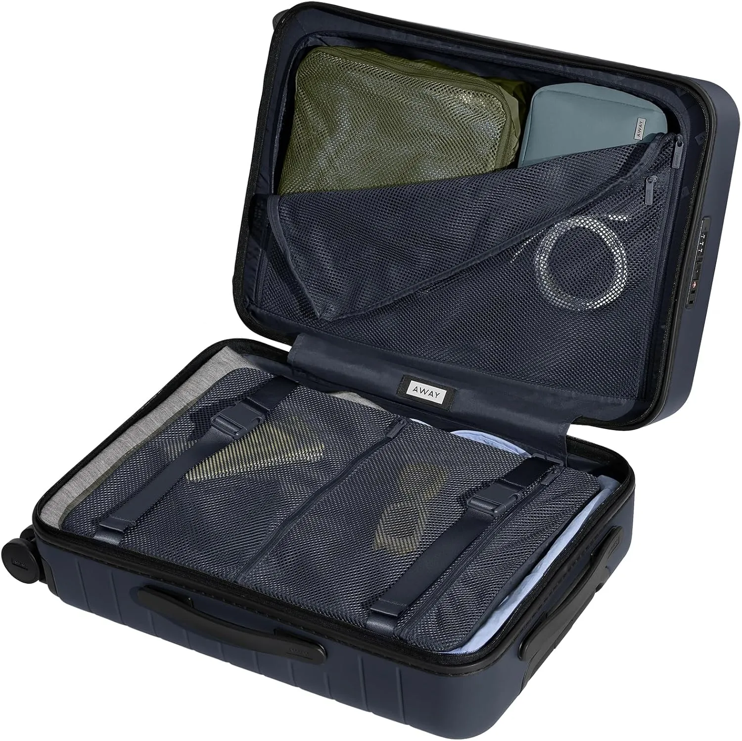 Away Bigger Carry-On Luggage, Lightweight Hardside Large Suitcase with Spinner Wheels, TSA Lock, Airline Approved, Navy Blue