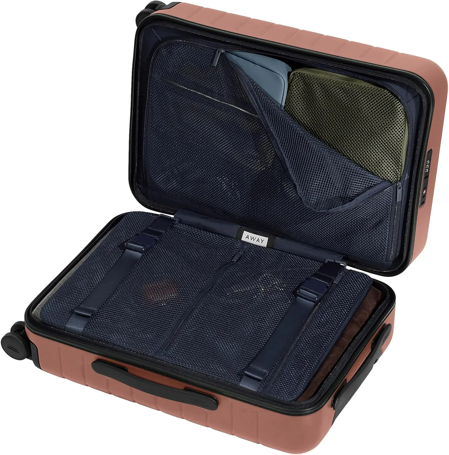 Away Carry-On Luggage, Lightweight Hardside Suitcase with Spinner Wheels, 22 Inch Airline Approved, TSA Lock, Clay Pink