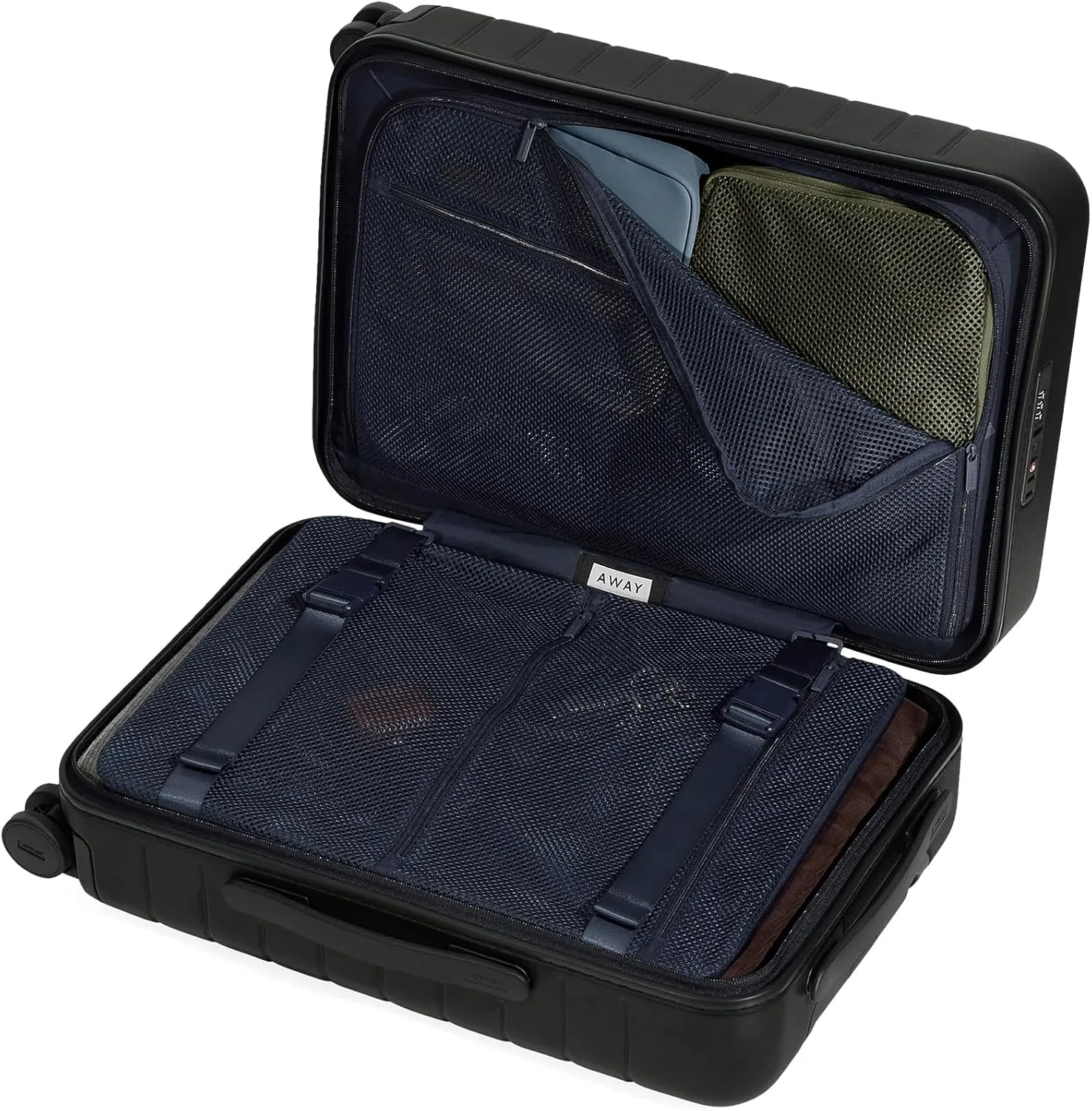 Away Carry-On Luggage, Lightweight Hardside Suitcase with Spinner Wheels, 22 Inch Airline Approved, TSA Lock, Jet Black