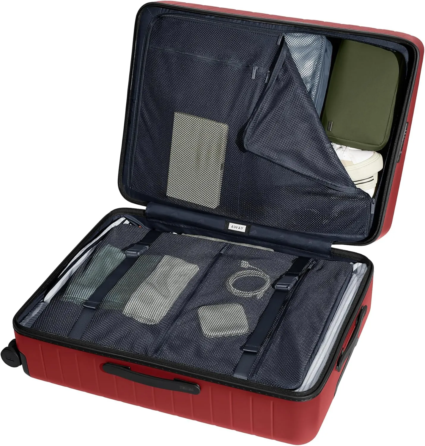 Away Large Checked Luggage, 29 Inch Hardside Suitcase with Spinner Wheels, Lightweight & Durable, TSA Lock, Tango Red