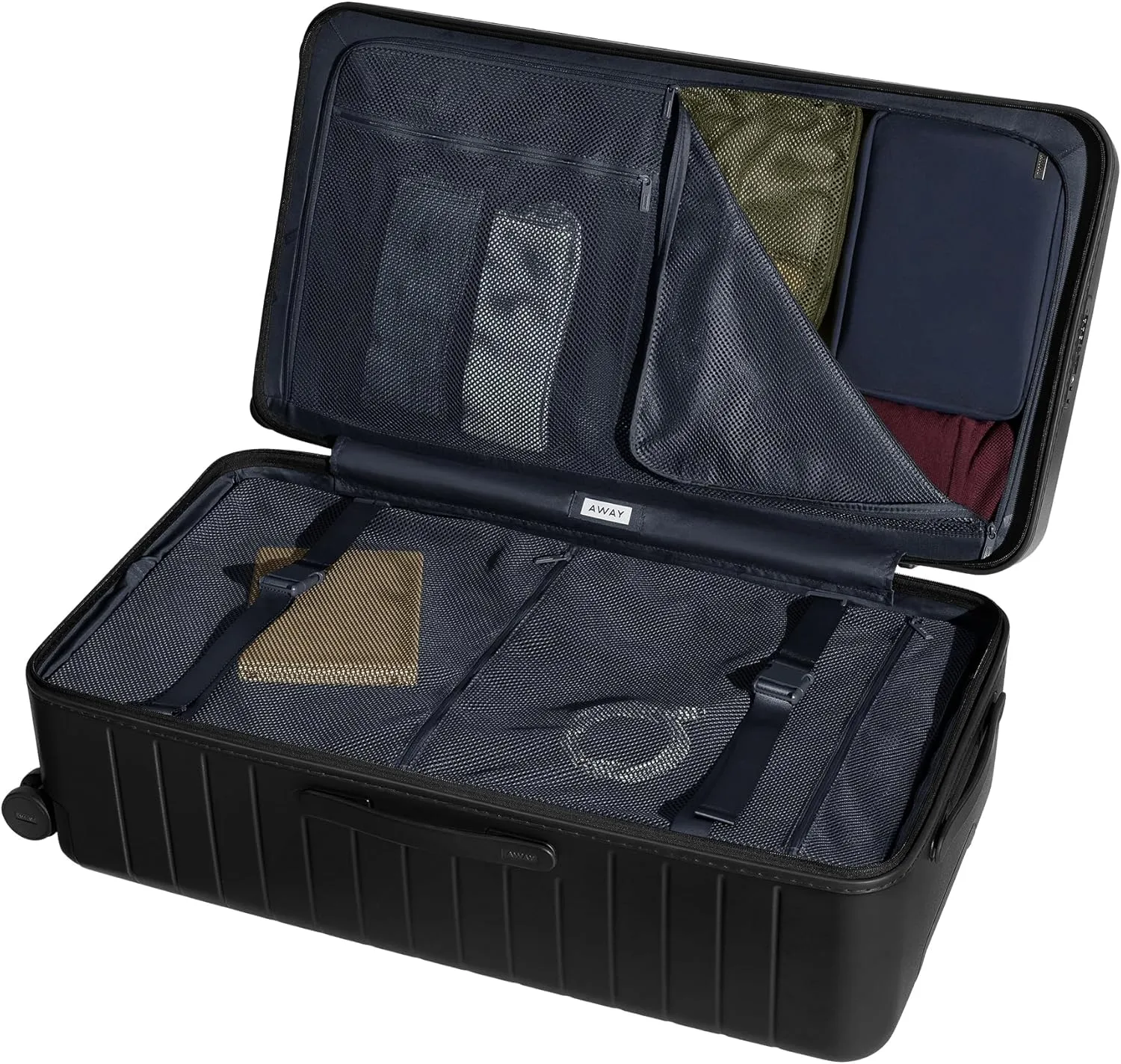 Away Large Trunk Luggage, 31 Inch Hardside Suitcase with Spinner Wheels, Lightweight & Durable, TSA Lock, Ideal for Long Trips, Jet Black