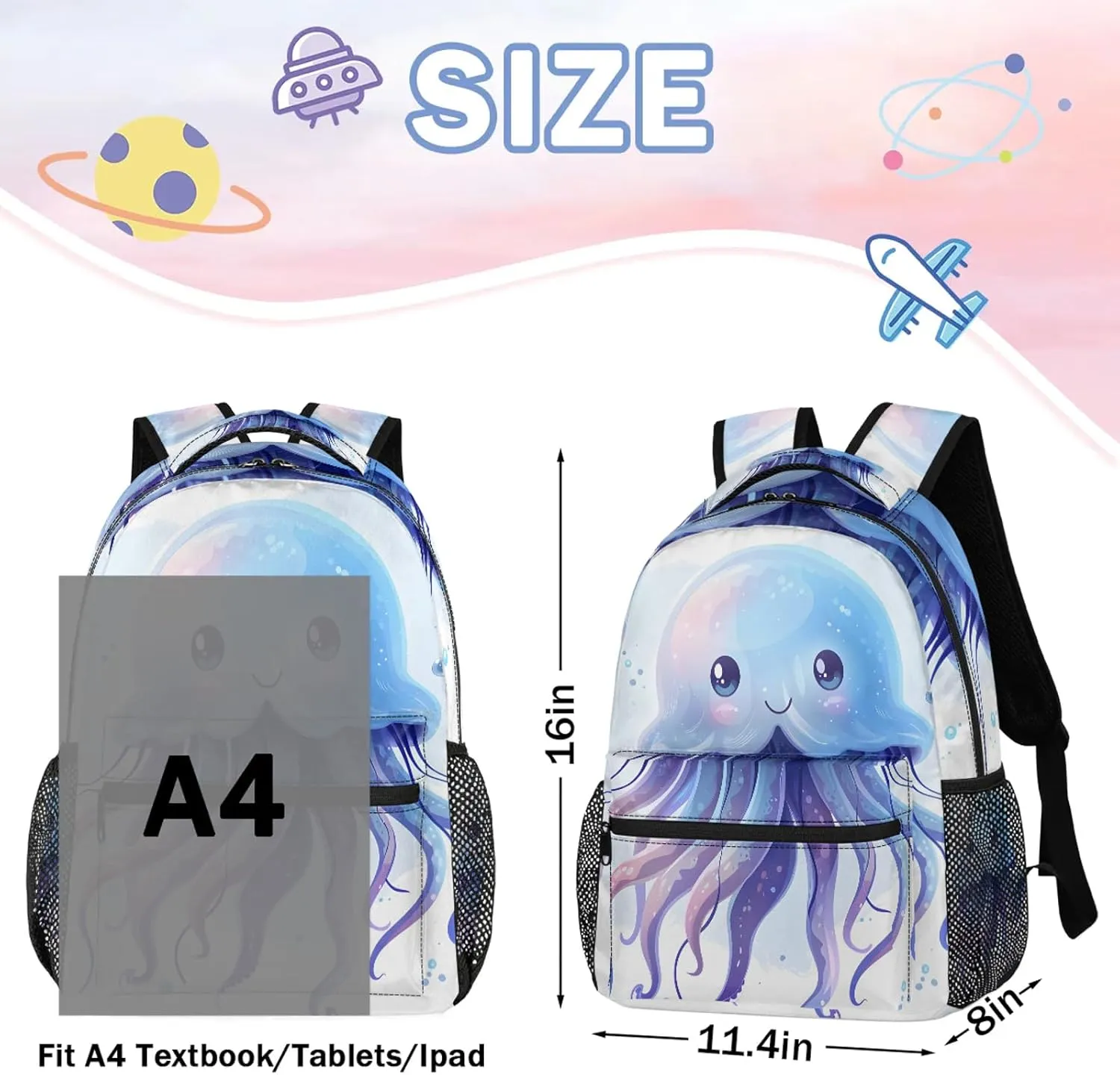 Backpack Cute Jellyfish Book Bags Laptop Backpacks Lightweight Multipurpose Daypack for Men Women Travel Hiking