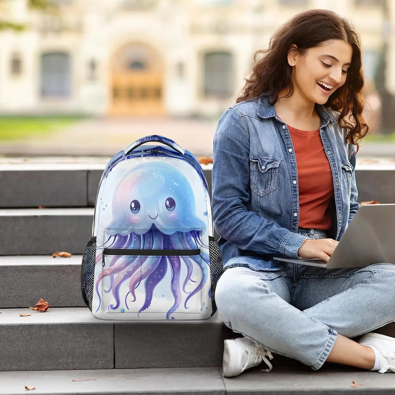 Backpack Cute Jellyfish Book Bags Laptop Backpacks Lightweight Multipurpose Daypack for Men Women Travel Hiking