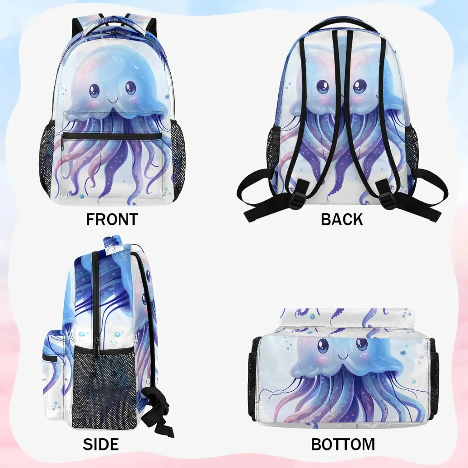 Backpack Cute Jellyfish Book Bags Laptop Backpacks Lightweight Multipurpose Daypack for Men Women Travel Hiking