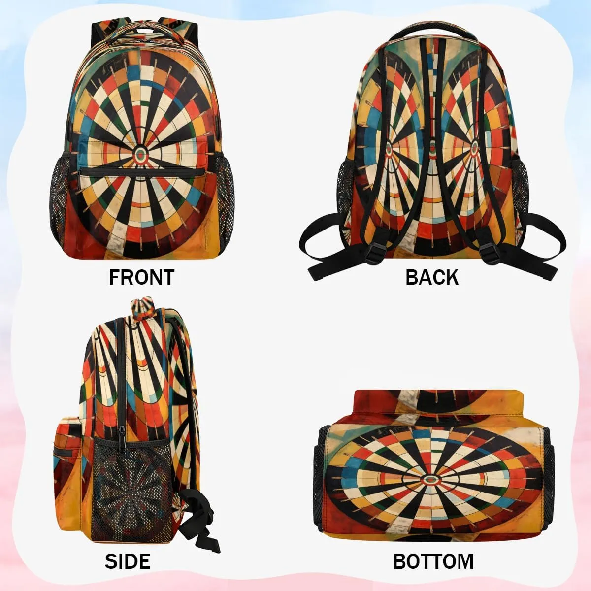 Backpack for Women Men, Darts BoardCasual Backpacks, Waterproof Lightweight Sports Daypack Bags for Travel Camping Work