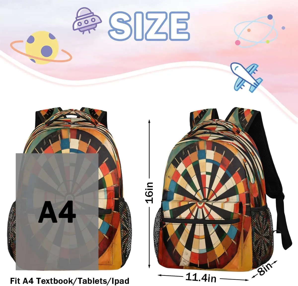 Backpack for Women Men, Darts BoardCasual Backpacks, Waterproof Lightweight Sports Daypack Bags for Travel Camping Work