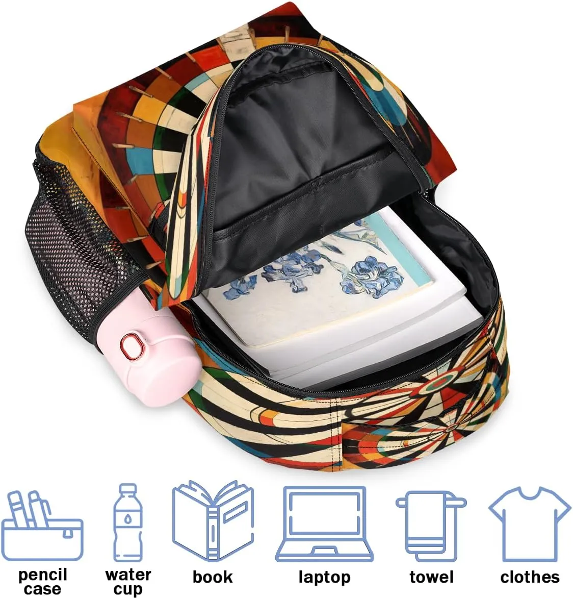 Backpack for Women Men, Darts BoardCasual Backpacks, Waterproof Lightweight Sports Daypack Bags for Travel Camping Work
