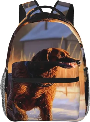 Backpack for Women Men's Casual Daypack Dog Catching Pheasant Hiking Rucksack Outdoor Travel Bag, Dog Catching Pheasant, One Size