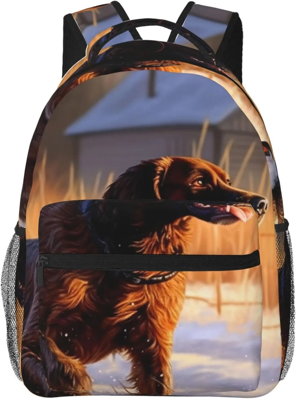 Backpack for Women Men's Casual Daypack Dog Catching Pheasant Hiking Rucksack Outdoor Travel Bag, Dog Catching Pheasant, One Size