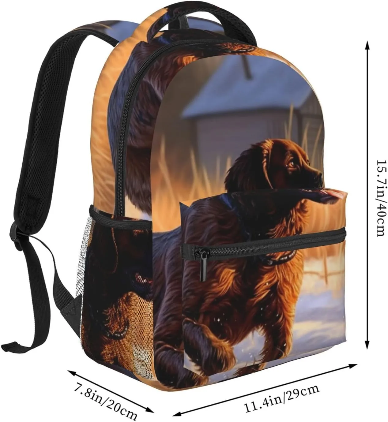 Backpack for Women Men's Casual Daypack Dog Catching Pheasant Hiking Rucksack Outdoor Travel Bag, Dog Catching Pheasant, One Size