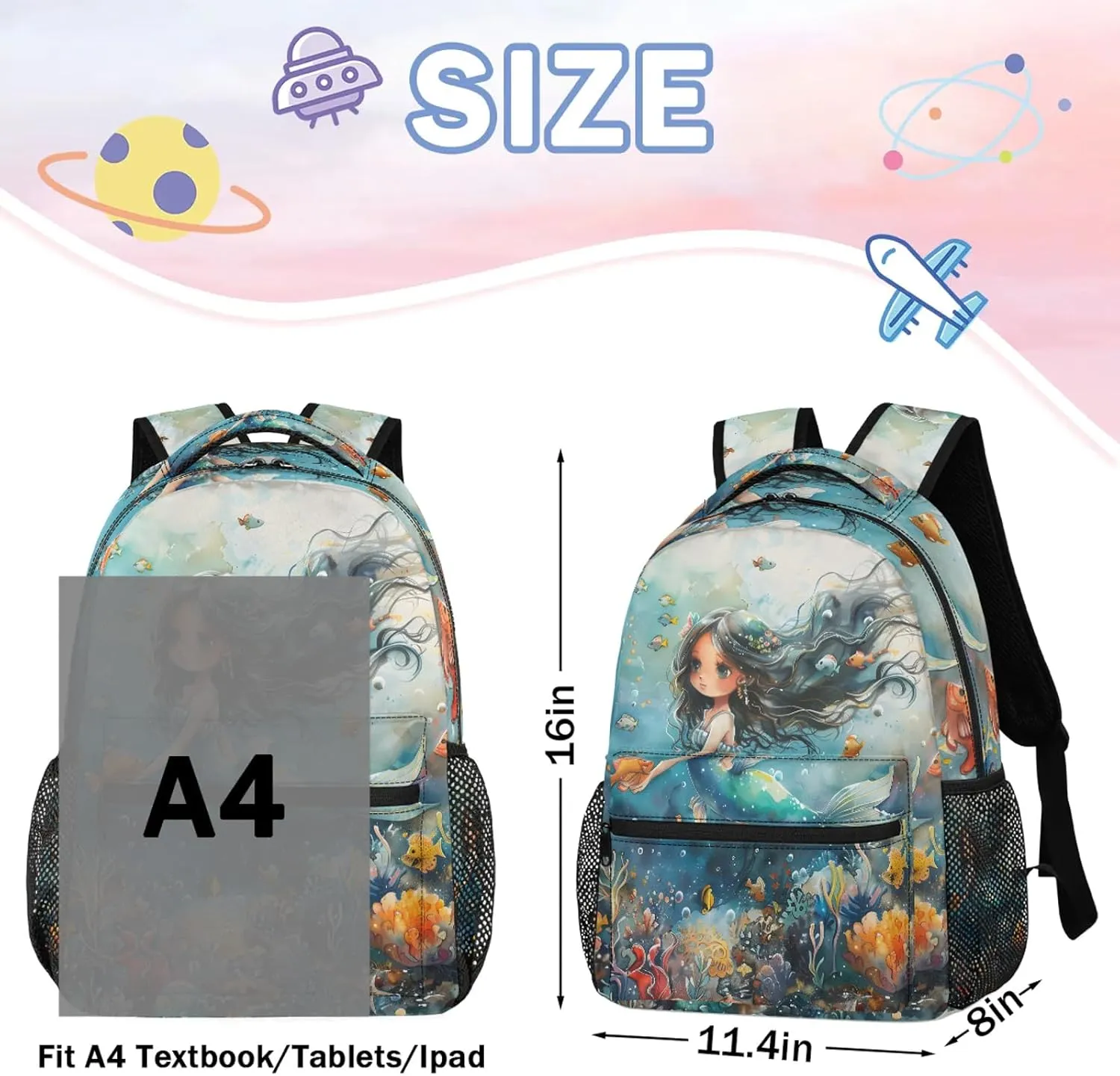 Backpack Seabed World Book Bags Laptop Backpacks Lightweight Multipurpose Daypack for Men Women Travel Hiking