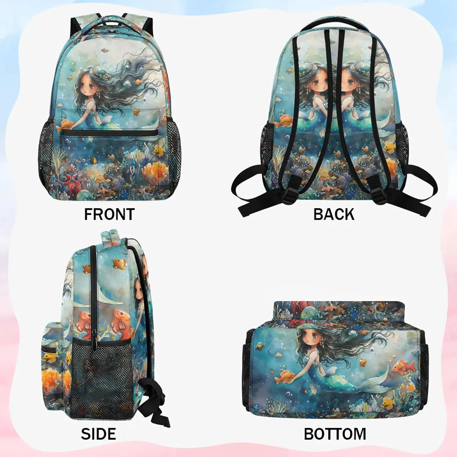 Backpack Seabed World Book Bags Laptop Backpacks Lightweight Multipurpose Daypack for Men Women Travel Hiking