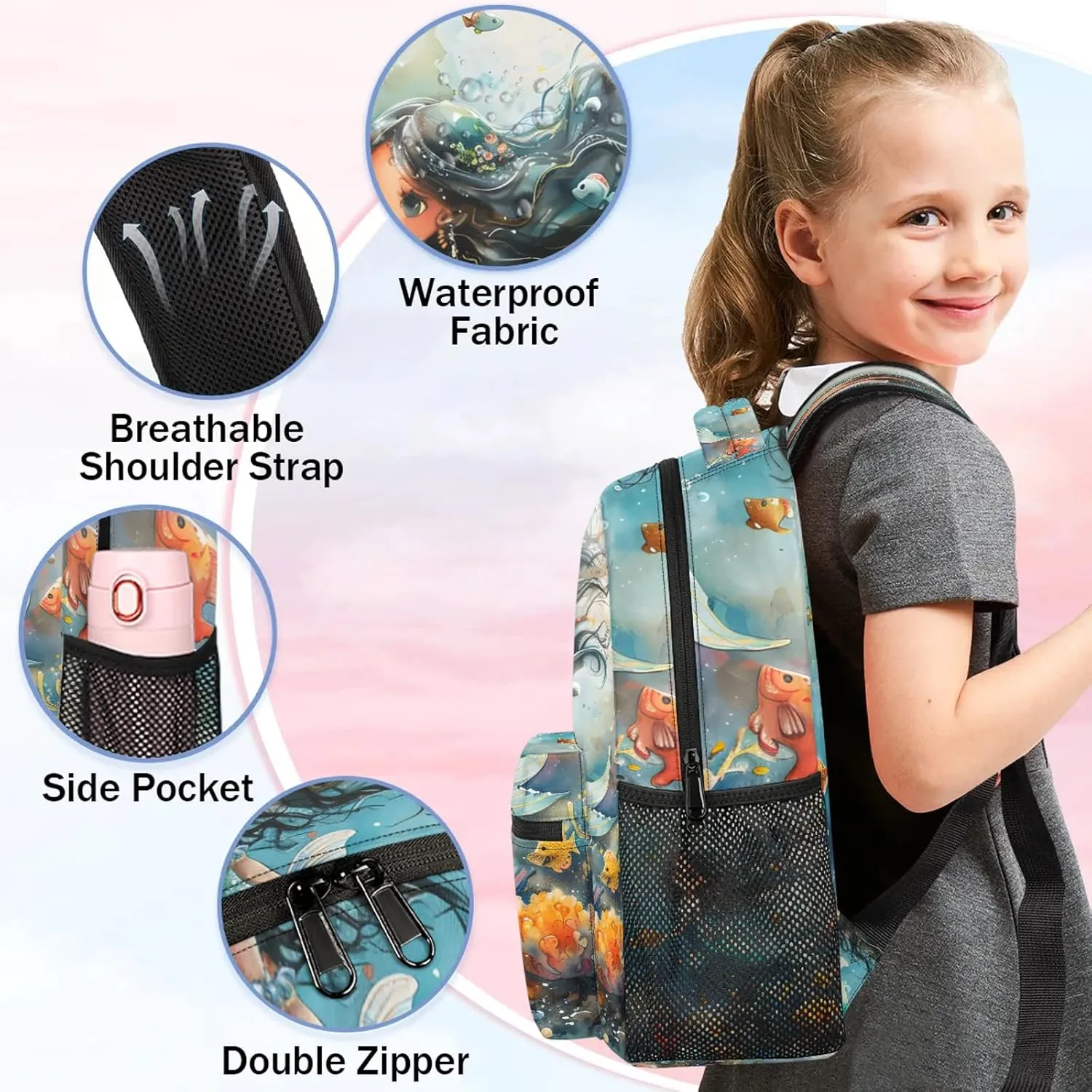 Backpack Seabed World Book Bags Laptop Backpacks Lightweight Multipurpose Daypack for Men Women Travel Hiking