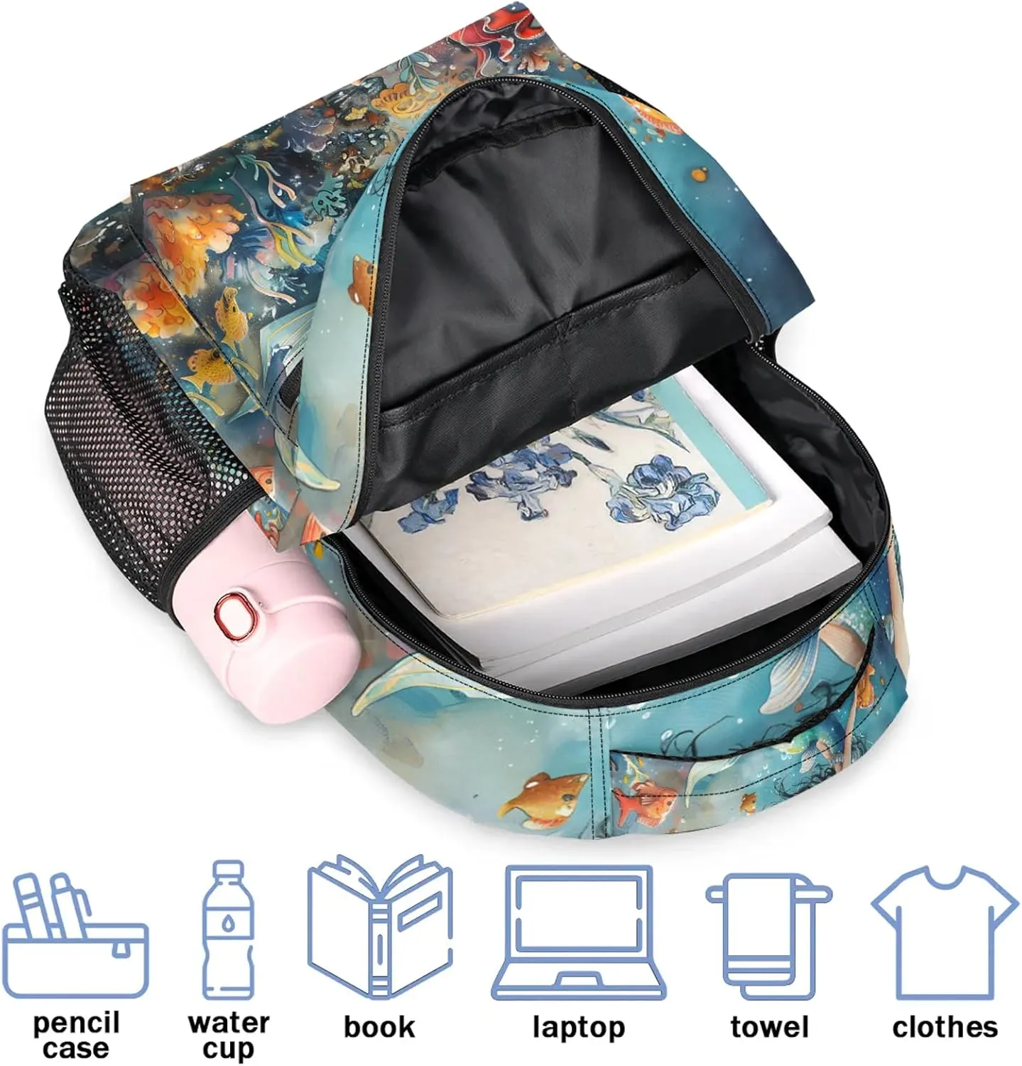 Backpack Seabed World Book Bags Laptop Backpacks Lightweight Multipurpose Daypack for Men Women Travel Hiking