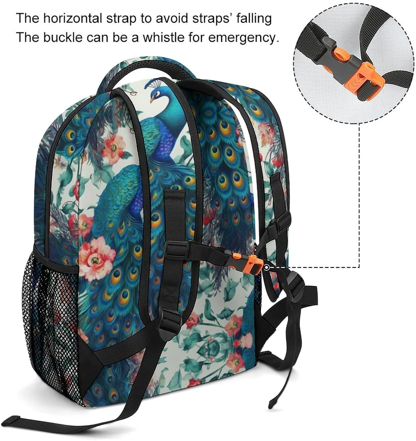 Backpacks Beautiful Peacock Flowers Travel Bag Laptop Backpack Casual Daypack for Weekender Business Hiking