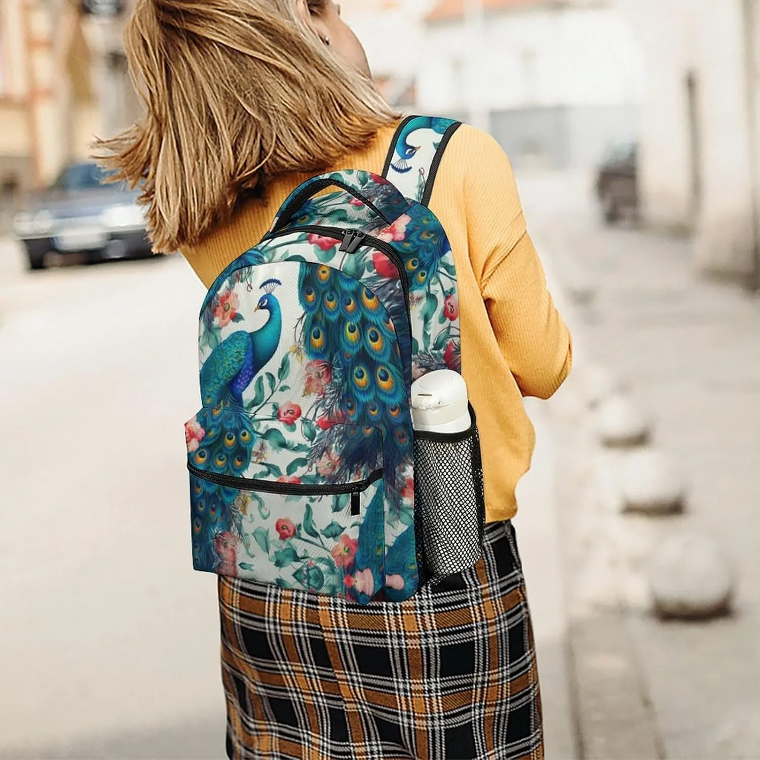 Backpacks Beautiful Peacock Flowers Travel Bag Laptop Backpack Casual Daypack for Weekender Business Hiking
