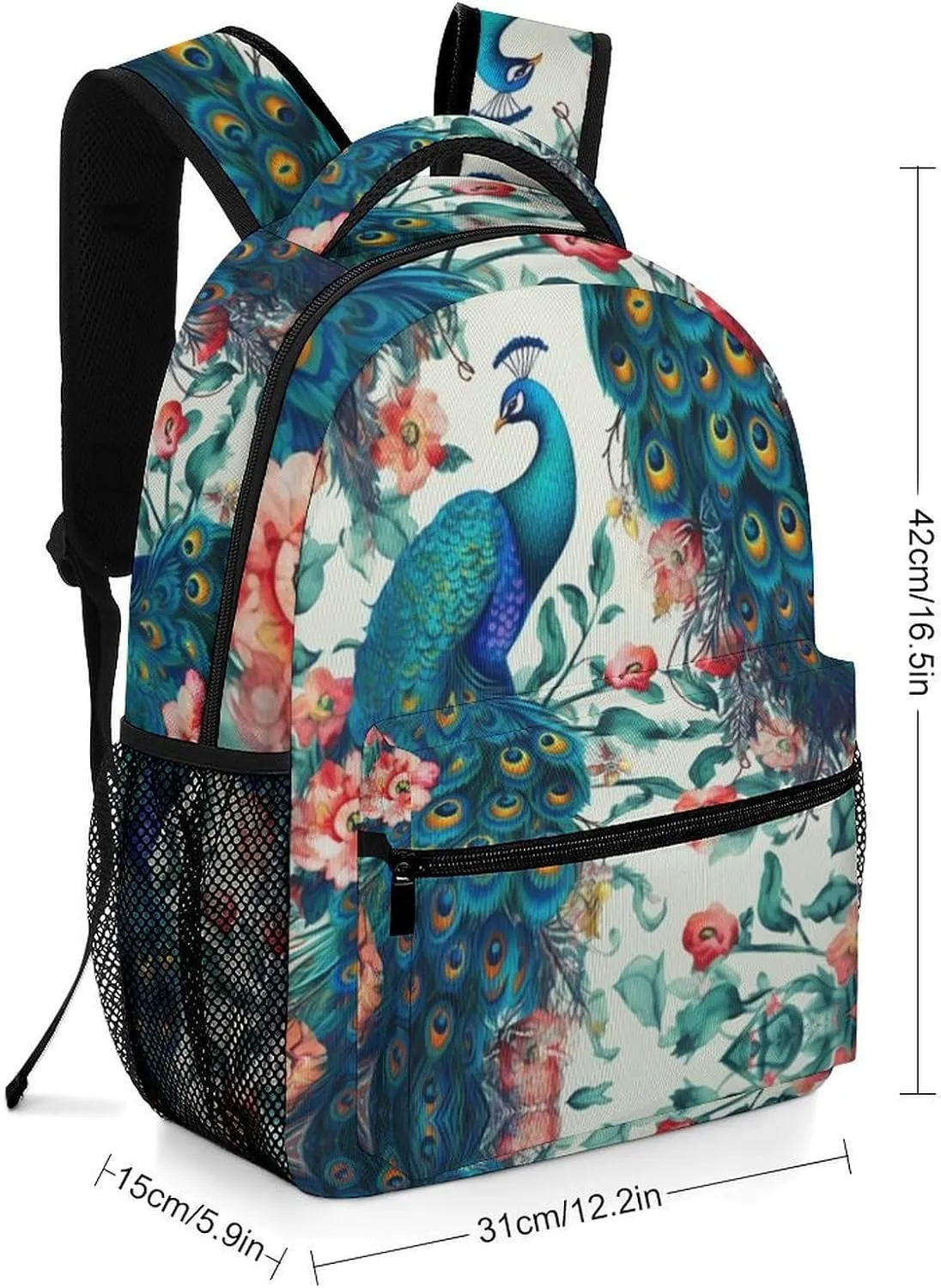 Backpacks Beautiful Peacock Flowers Travel Bag Laptop Backpack Casual Daypack for Weekender Business Hiking
